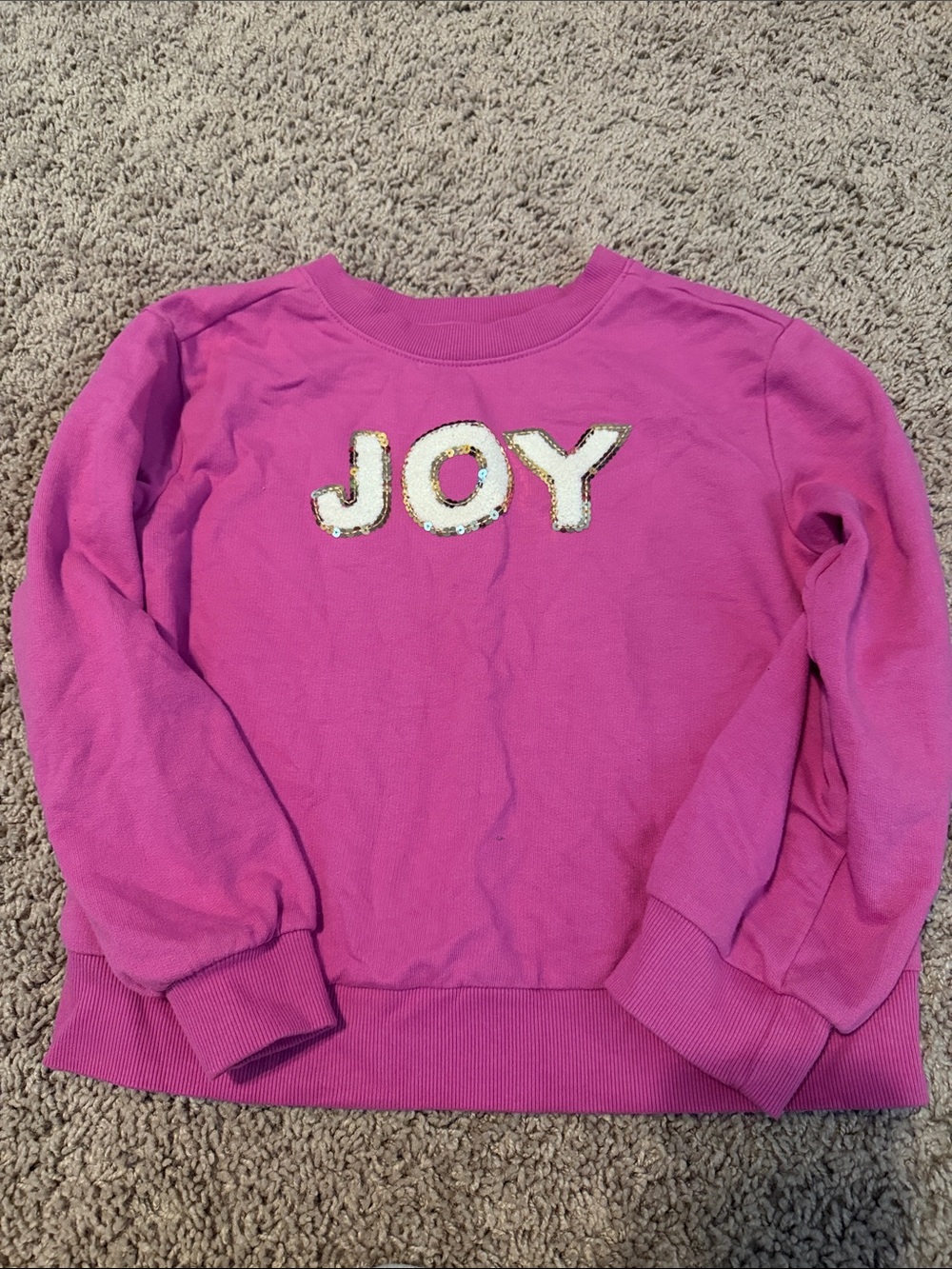 Cat & Jack Hot Pink 'JOY' Sequin Pullover Sweatshirt